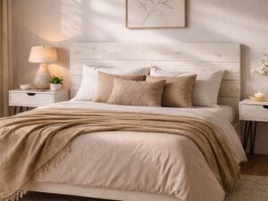 Cabecero Madera Listones Blanco Flop