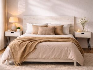 Cabecero Madera Listones Blanco Flop