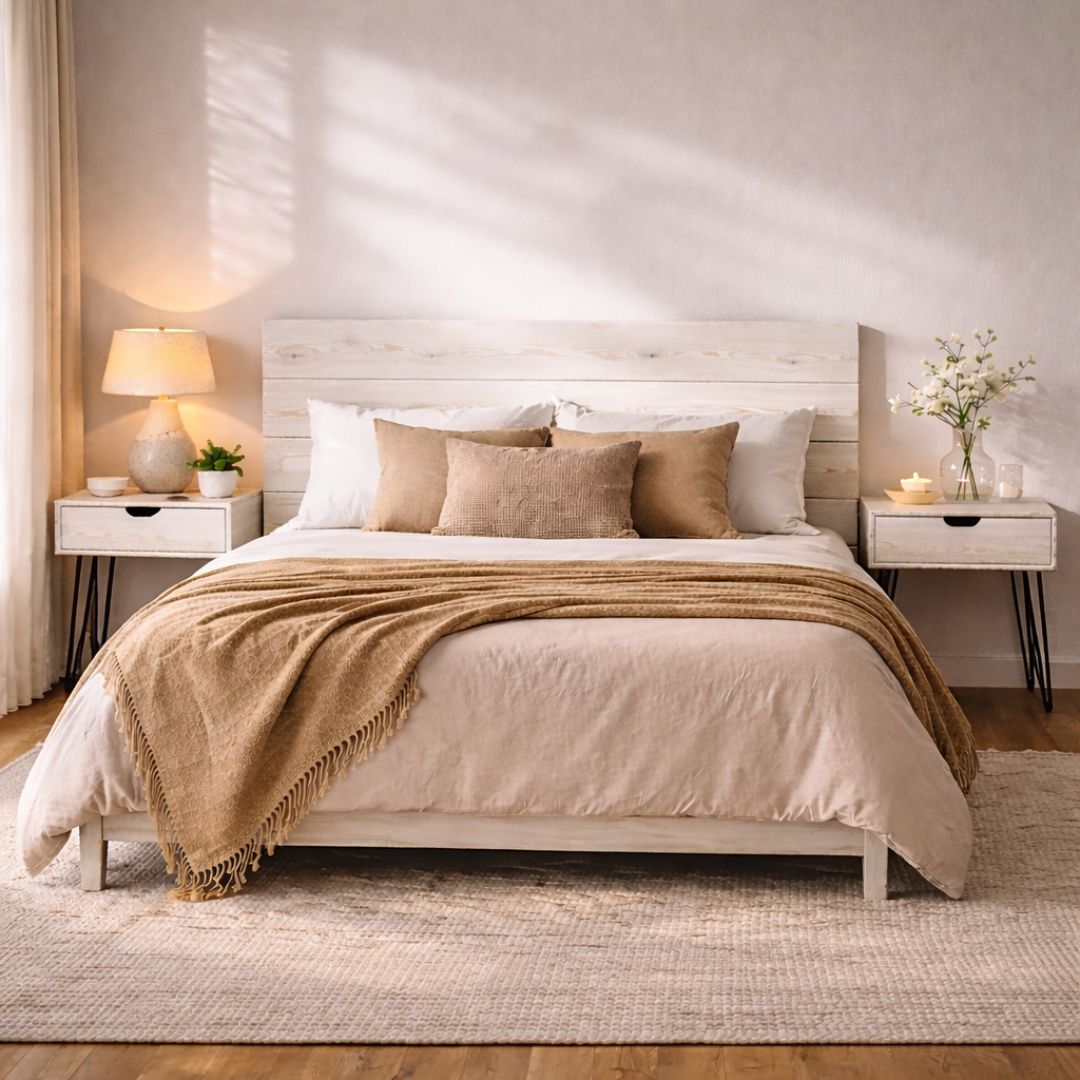 Cabecero Madera Listones Blanco Flop