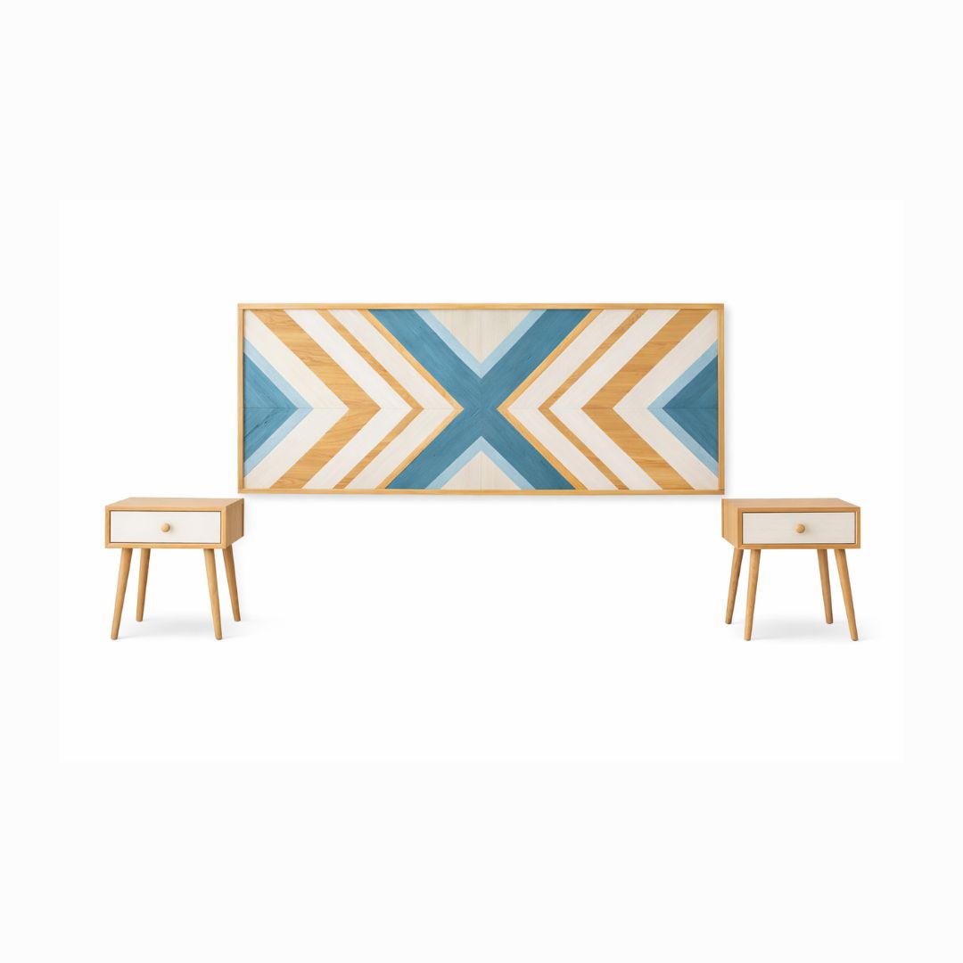 Cabecero Geométrico de Madera Blue