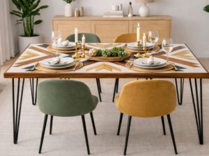 Mesa Geometrica Madera Set
