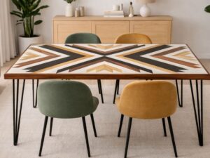 Mesa Geometrica Madera Set