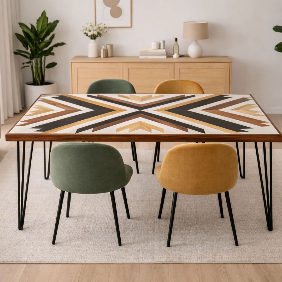Mesa Geometrica Madera Set