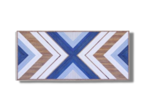 Cuadro Geométrico azul, miel, blanco