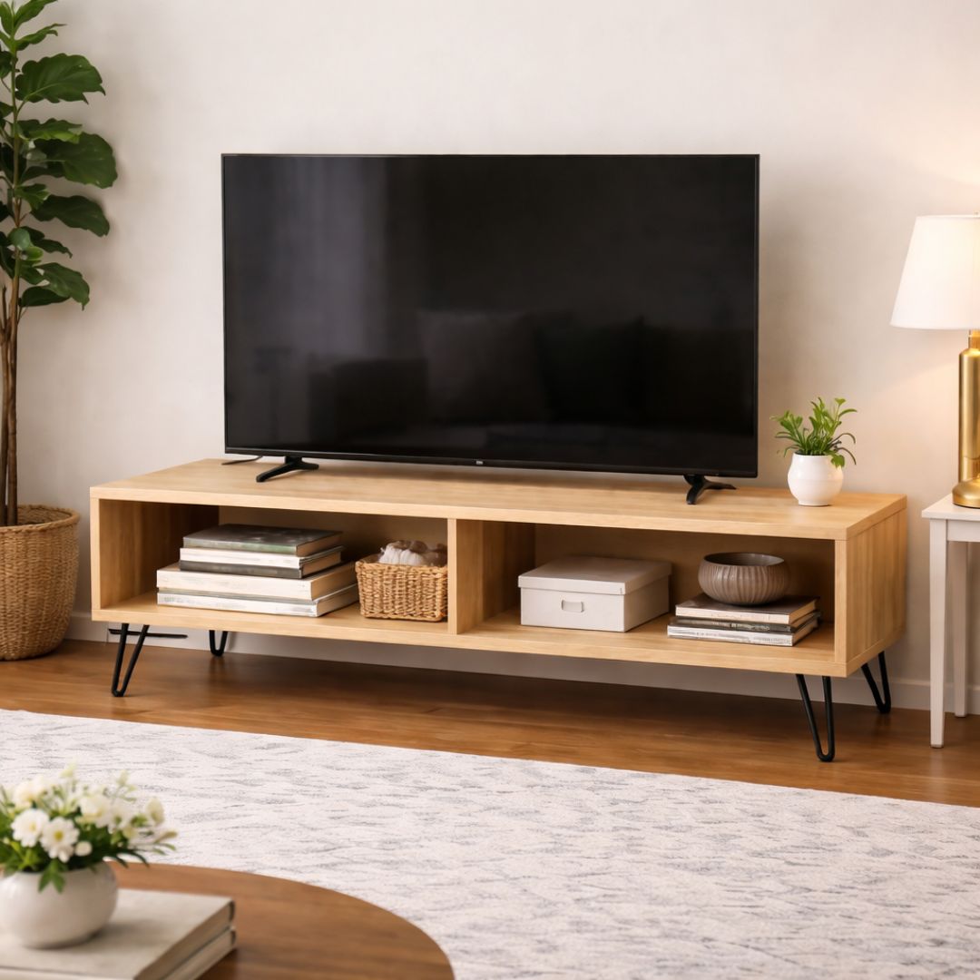 Mueble Televisión de Madera Maciza Dealer_patas hierro