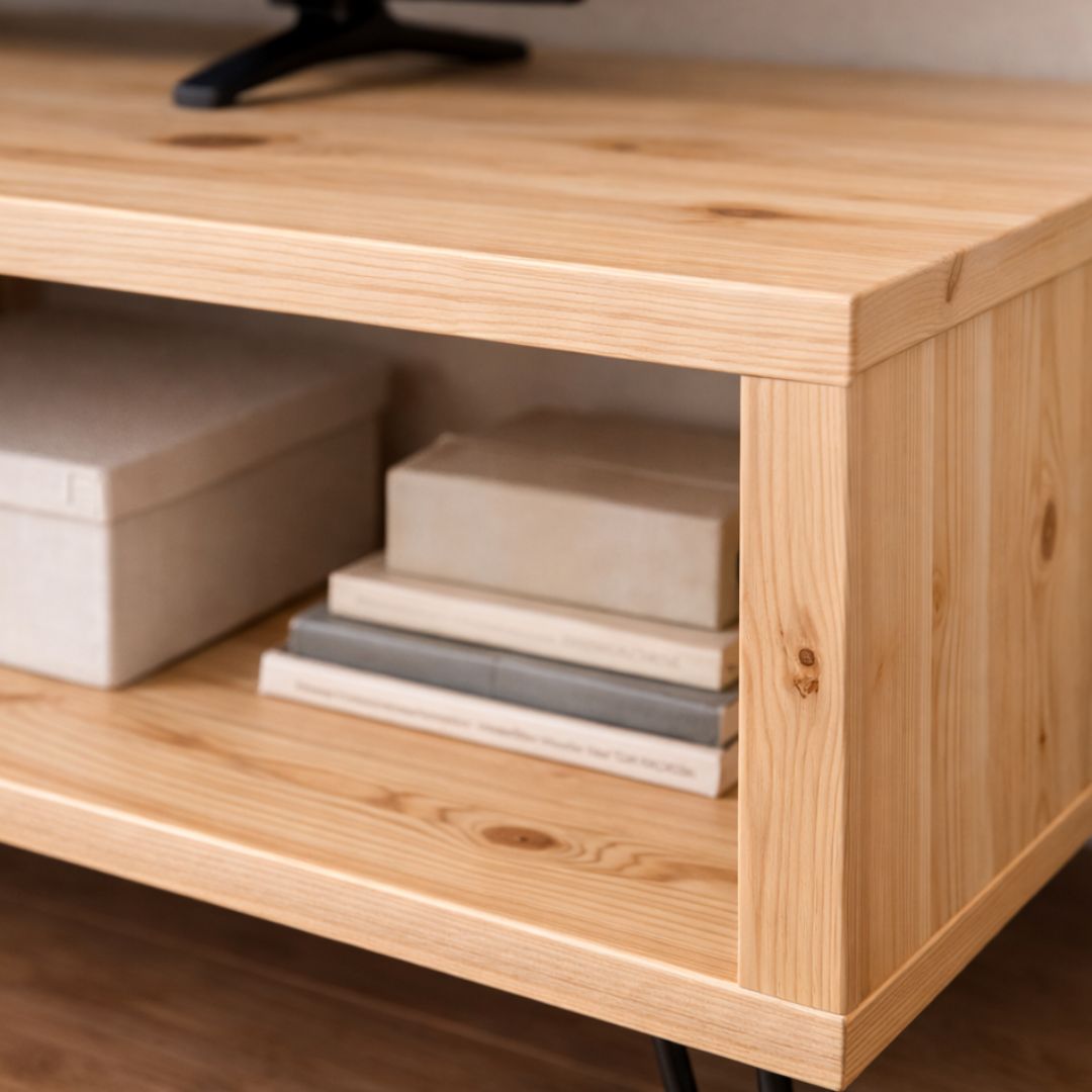 Mueble Televisión de Madera Maciza Dealer_patas hierro