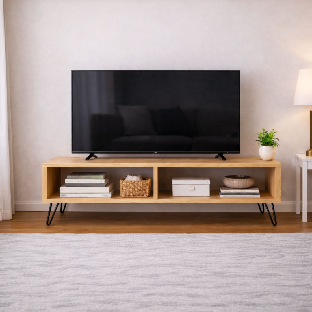 Mueble Televisión de Madera Maciza Dealer_patas hierro