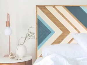 cabecero geométrico de madera maciza Blue