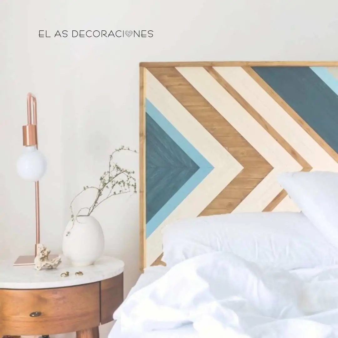 cabecero geométrico de madera maciza Blue