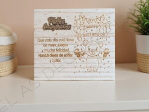 placa madera cumpleaños