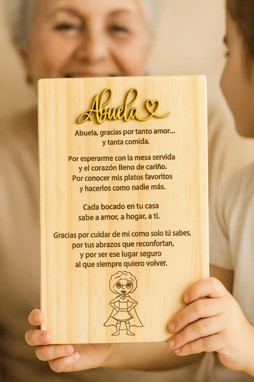 Placa Madera Regalo Abuela gracias.