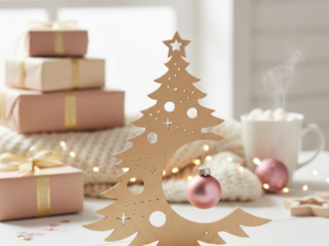 Arbolito navidad dorado con bola colgante_rosa