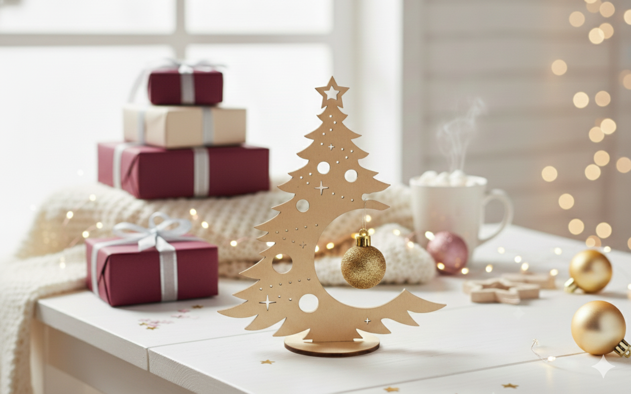 Arbolito navidad dorado con bola dorada glitter
