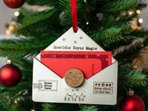 Sobre de Navidad de madera para carta Reyes Magos