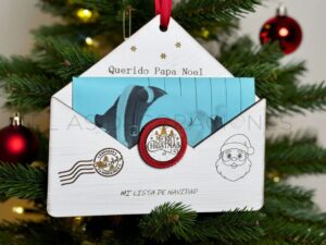Sobre de Navidad de madera para cartas Papá Noel