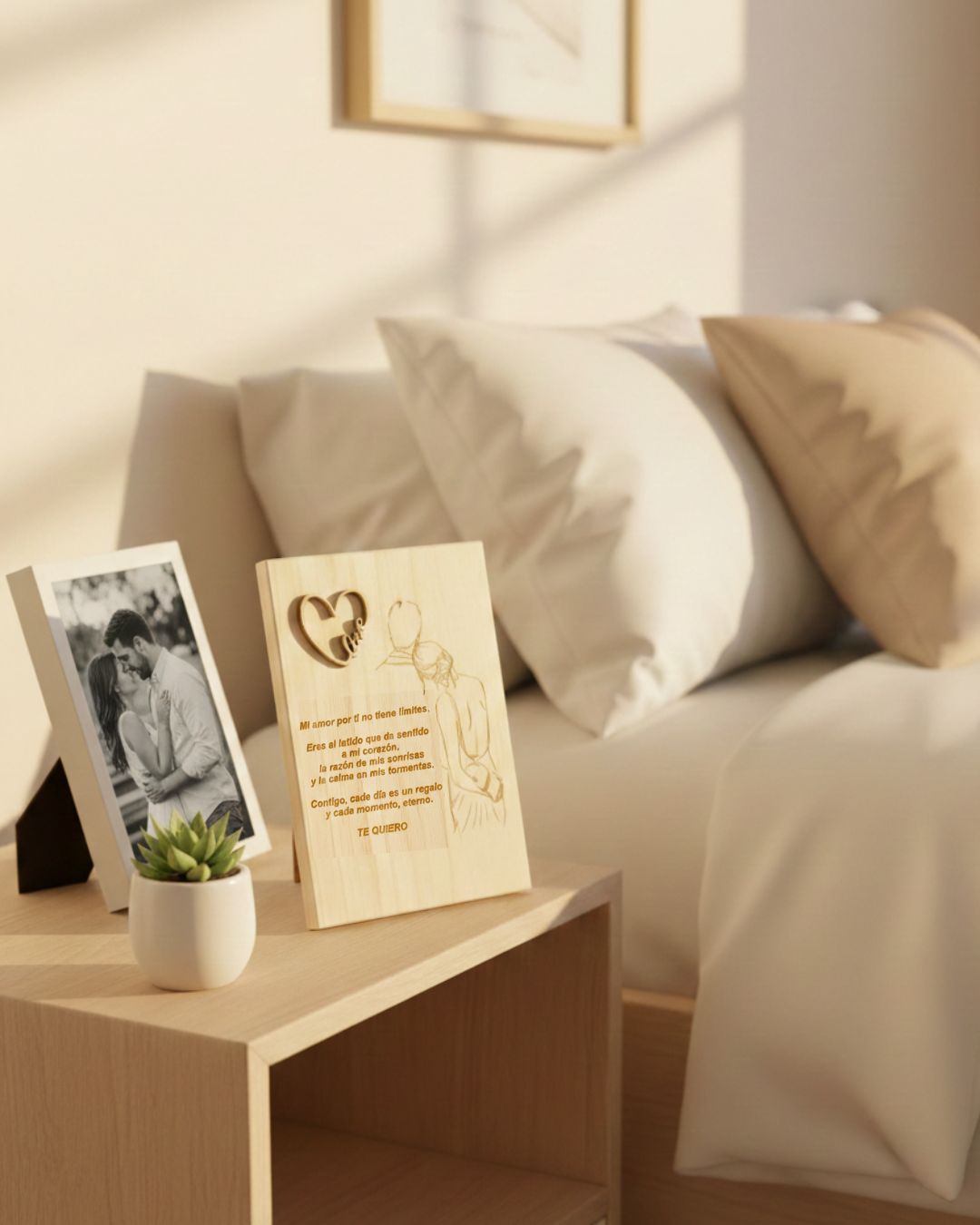 Placa de madera para pareja
