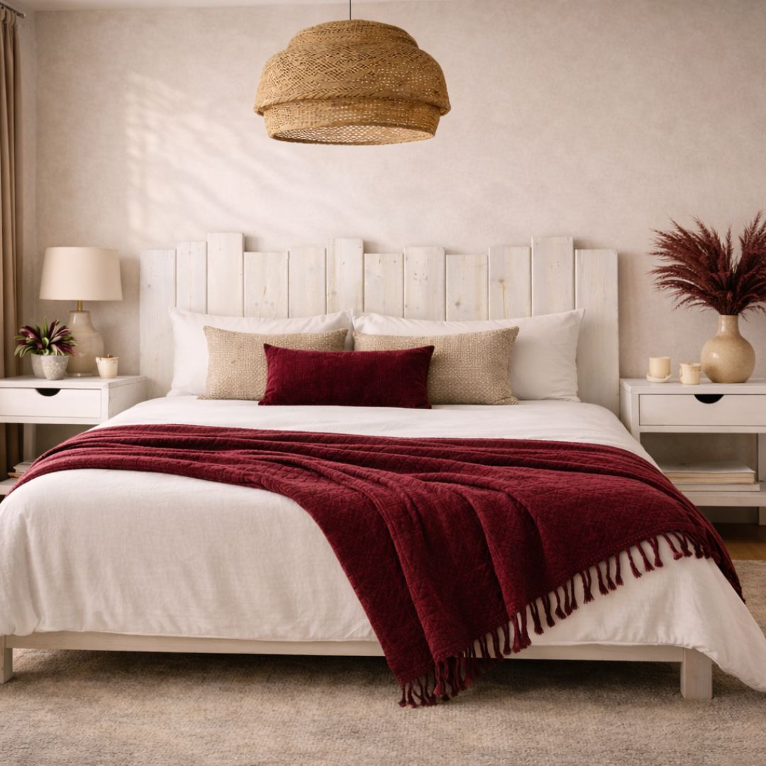 Cabecero de Listones de Madera Vertical Flop Blanco