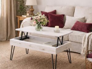 Mesa Elevable de Centro de Madera Blanca Dealer