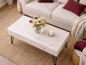 Mesa Elevable de Centro de Madera Blanca Dealer