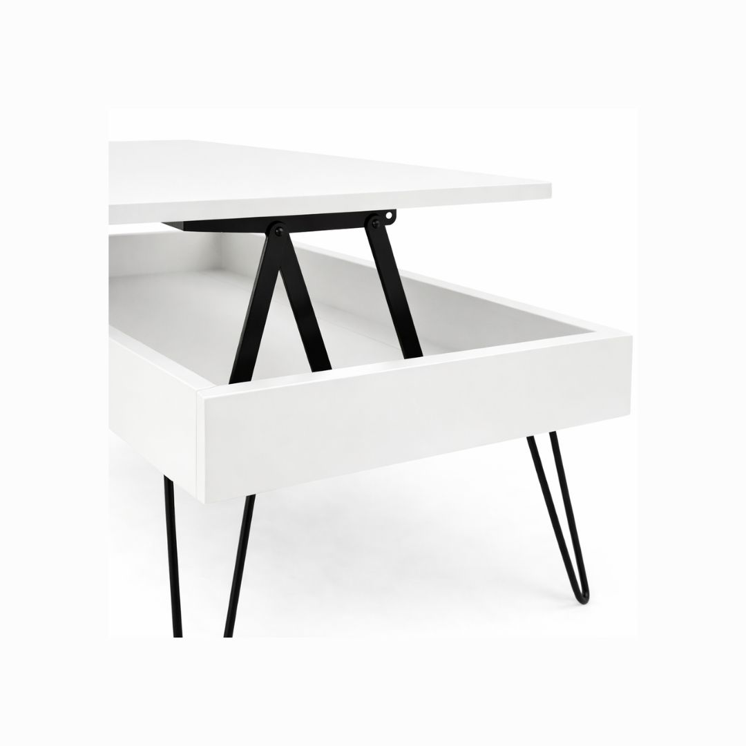 Mesa Elevable de Centro de Madera Blanca Dealer