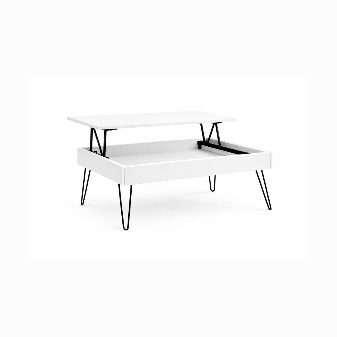 Mesa Elevable de Centro de Madera Blanca Dealer