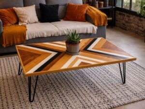Mesa Geométrica de Centro Brown patas horquilla