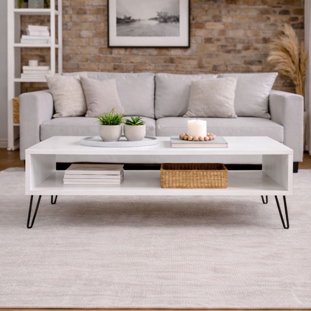 Mesa de Centro de Madera Industrial Tono Blanco
