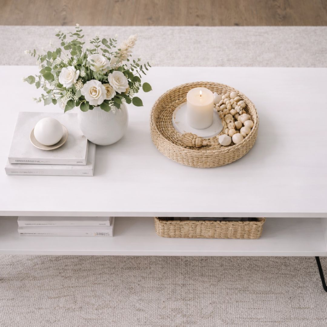 Mesa de Centro de Madera Industrial Tono Blanco