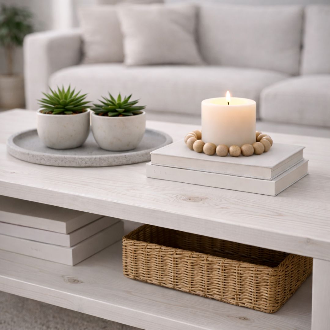 Mesa de Centro de Madera Industrial Tono Blanco