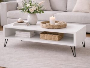 Mesa de Centro de Madera Industrial Tono Blanco