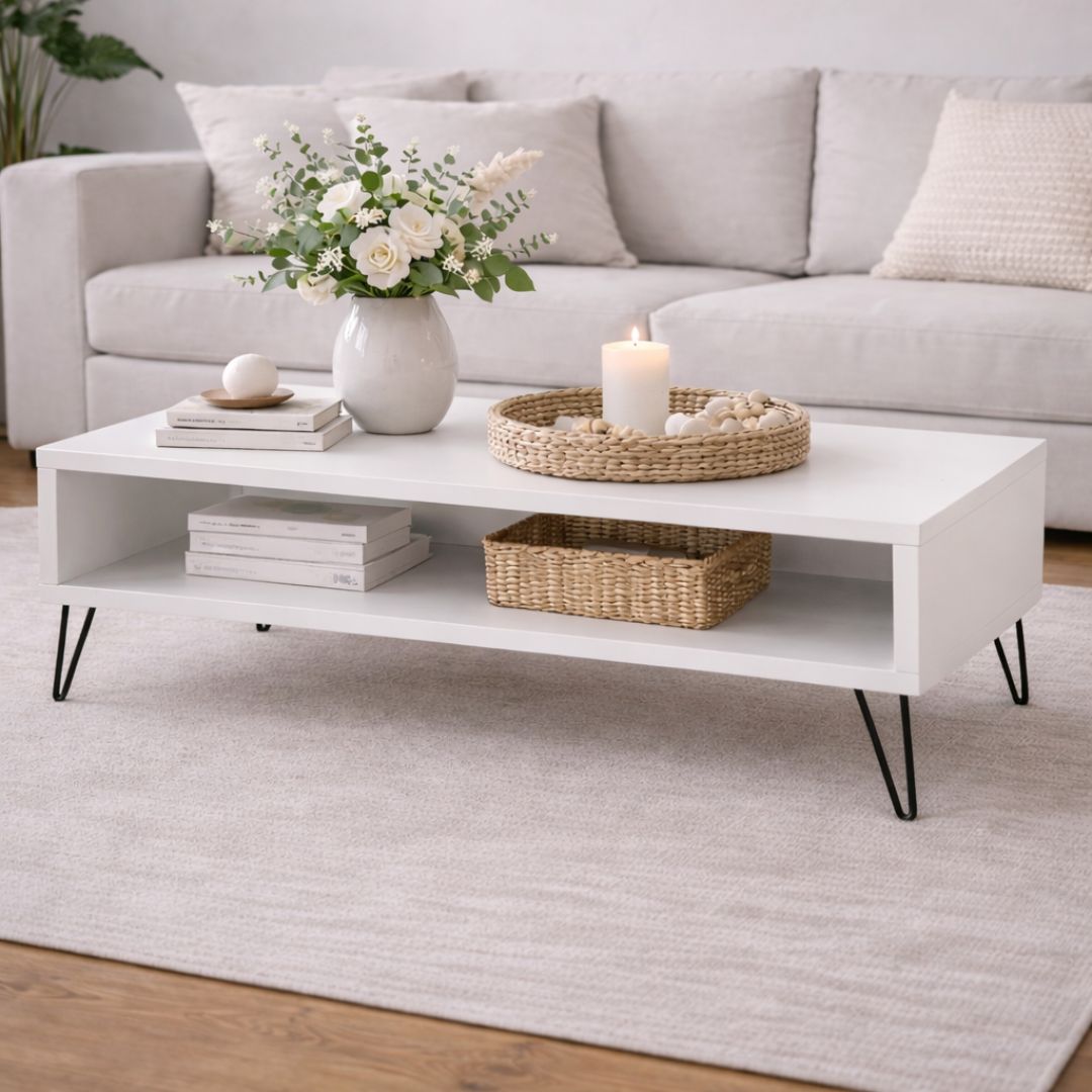 Mesa de Centro de Madera Industrial Tono Blanco