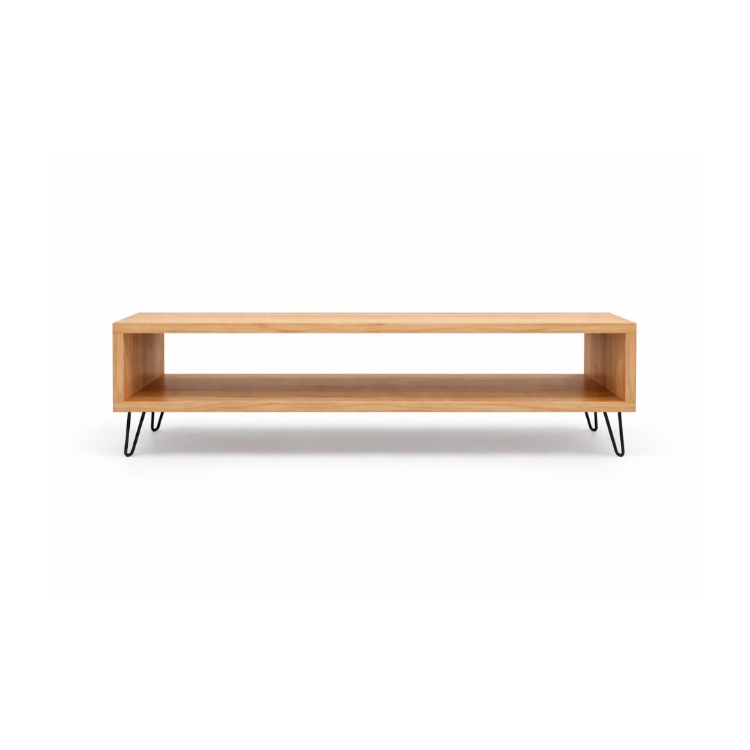 Mesa de Centro de Madera Maciza Estilo Industrial Pino Natural