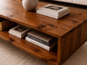 Mesa de Centro de Madera Maciza Industrial Nogal