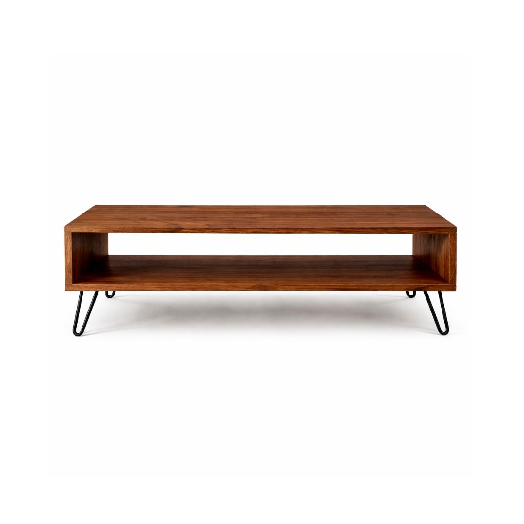 Mesa de Centro de Madera Maciza Industrial Nogal