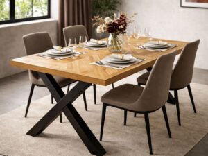 Mesa de Comedor de Madera Maciza Equity Patas Negras