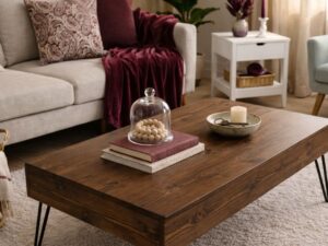 Mesa Elevable Centro de Madera Nogal