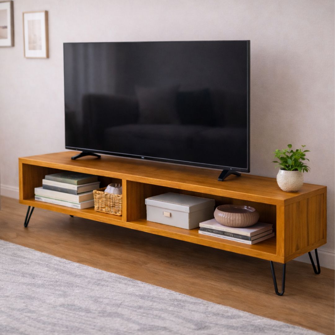 Mueble Tv Madera Maciza Pino Tono Miel