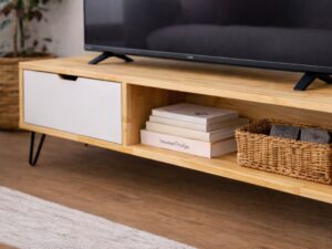 Mueble Tv blanco y madera