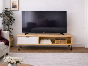 Mueble Tv blanco y madera